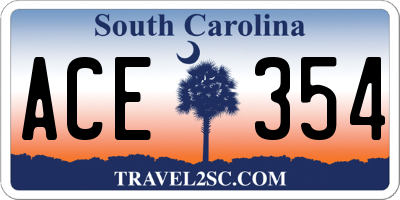 SC license plate ACE354