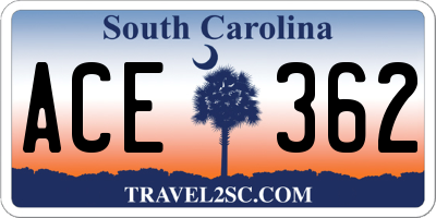 SC license plate ACE362