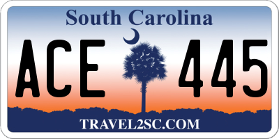 SC license plate ACE445