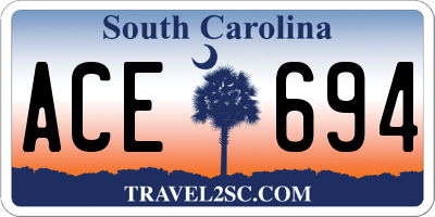 SC license plate ACE694