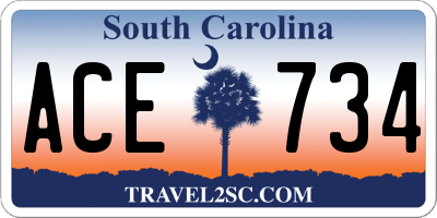 SC license plate ACE734