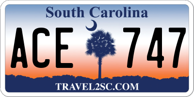 SC license plate ACE747