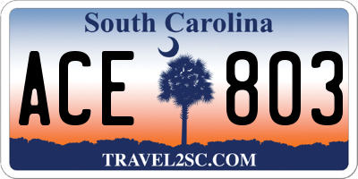 SC license plate ACE803