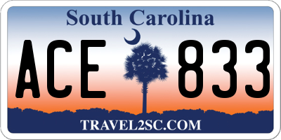SC license plate ACE833