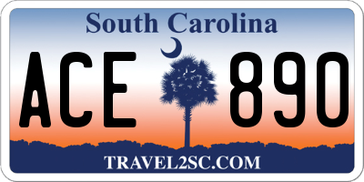 SC license plate ACE890
