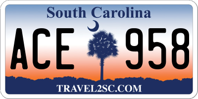 SC license plate ACE958