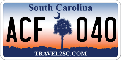 SC license plate ACF040