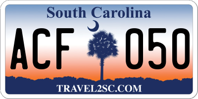 SC license plate ACF050