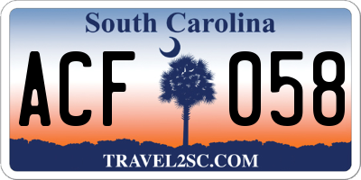 SC license plate ACF058