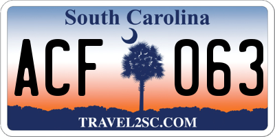 SC license plate ACF063
