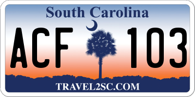 SC license plate ACF103
