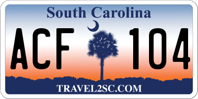 SC license plate ACF104