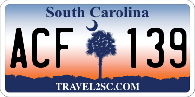 SC license plate ACF139