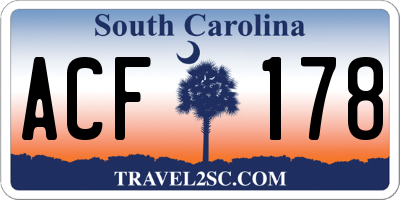 SC license plate ACF178