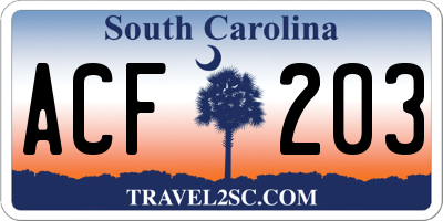 SC license plate ACF203