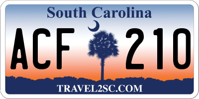 SC license plate ACF210