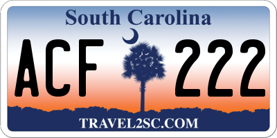 SC license plate ACF222