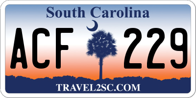 SC license plate ACF229