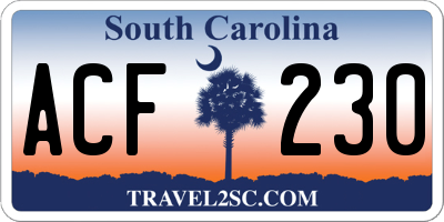 SC license plate ACF230