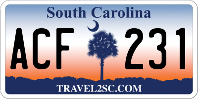 SC license plate ACF231