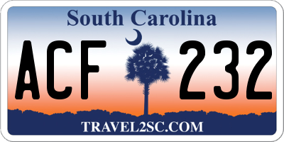 SC license plate ACF232