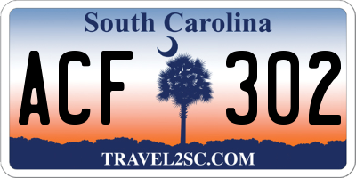 SC license plate ACF302