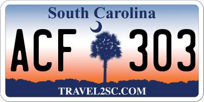 SC license plate ACF303