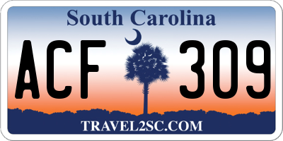 SC license plate ACF309