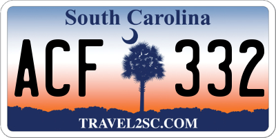 SC license plate ACF332