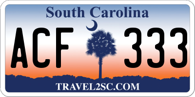SC license plate ACF333