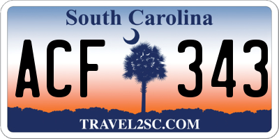 SC license plate ACF343