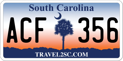 SC license plate ACF356