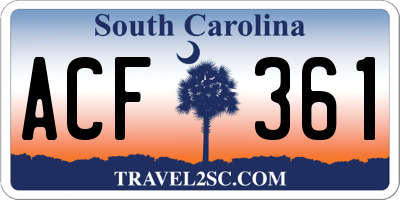 SC license plate ACF361