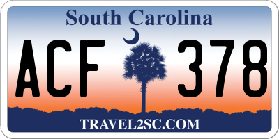 SC license plate ACF378
