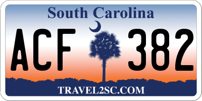 SC license plate ACF382