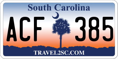SC license plate ACF385
