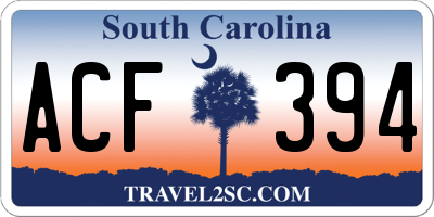SC license plate ACF394
