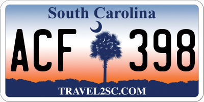 SC license plate ACF398
