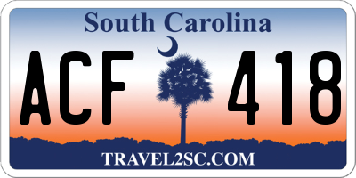 SC license plate ACF418