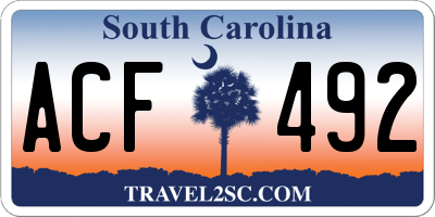SC license plate ACF492