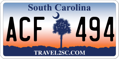 SC license plate ACF494