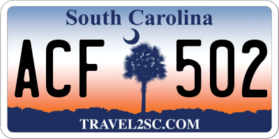 SC license plate ACF502