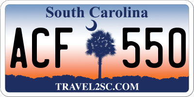 SC license plate ACF550