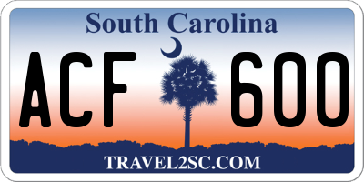SC license plate ACF600