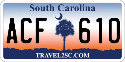 SC license plate ACF610