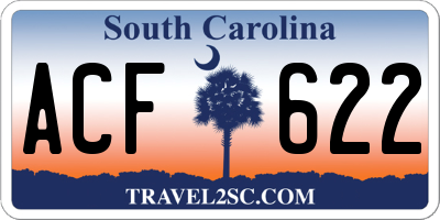 SC license plate ACF622