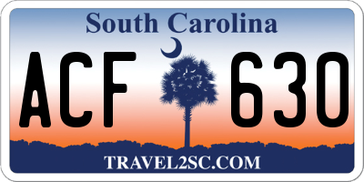 SC license plate ACF630
