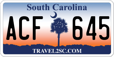 SC license plate ACF645