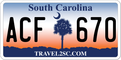 SC license plate ACF670