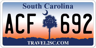 SC license plate ACF692